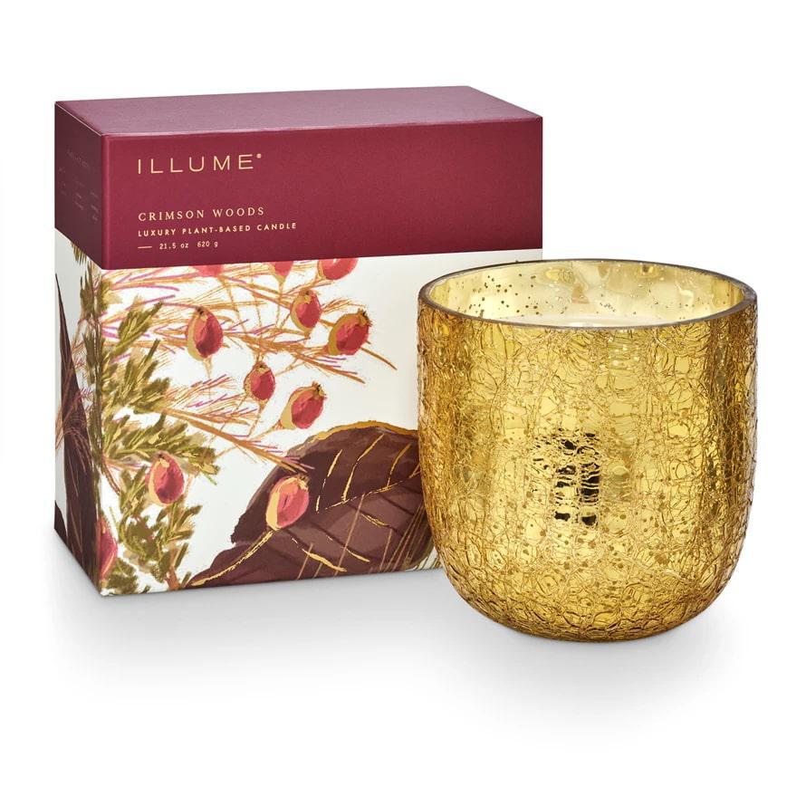 Crimson Woods Large Crackle Glass Candle